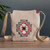 Embroidered sling bag, 'Armenian Chic' - Beige Embroidered Sling Bag with Armenian Cross-Stone Motif