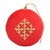 Embroidered wool felt ornament, 'Marash's Fruit' - Handcrafted Embroidered Wool Egg Ornament in Red and Golden