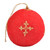 Embroidered wool felt ornament, 'Marash's Fruit' - Handcrafted Embroidered Wool Egg Ornament in Red and Golden
