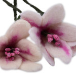 Wool felt home accents, 'Lily Illusion' (set of 3, large) - Set of Three Large-Sized Lily-Themed Wool Felt Home Accents