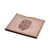 Suede card holder, 'Historic Icon' - Armenian Alphabet-Themed Beige Suede Card Holder