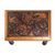 Leather and wood ottoman, 'World of Birds' - Bird-Themed Leather and Wood Ottoman from Peru (image 2b) thumbail