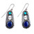 Lapis lazuli and turquoise dangle earrings, 'Magic Lake' - Oxidized Lapis Lazuli Turquoise 925 Silver Dangle Earrings