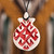 Ceramic pendant necklace, 'Pomegranate Bloom' - Hand-Painted Pomegranate-Shaped Ceramic Pendant Necklace