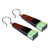 Wood and resin dangle earrings, 'Green Balance' - Geometric Walnut Wood and Green Resin Dangle Earrings