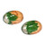 Wood and resin button earrings, 'Forest Bubble' - Handcrafted Apricot Wood and Green Resin Button Earrings