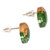 Wood and resin button earrings, 'Forest Bubble' - Handcrafted Apricot Wood and Green Resin Button Earrings