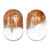 Wood and resin button earrings, 'Snow Bubble' - Handcrafted Apricot Wood and White Resin Button Earrings