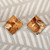 Wood and resin button earrings, 'Sylvan Diamond' - Diamond-Shaped Apricot Wood and Resin Button Earrings