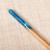 Natural fiber and resin hair pin, 'Lovingly Blue' - Natural Fiber Hair Pin with Hand-Painted Blue Resin Accent