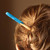 Natural fiber and resin hair pin, 'Lovingly Blue' - Natural Fiber Hair Pin with Hand-Painted Blue Resin Accent