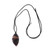 Obsidian pendant necklace, 'Leafy Power' - Leaf-Shaped Dark Brown and Black Obsidian Pendant Necklace