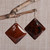 Obsidian dangle earrings, 'Square Bravery' - Square-Shaped Natural Obsidian Dangle Earrings from Armenia