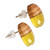Wood and resin button earrings, 'Golden Woods' - Apricot Wood and Yellow Resin Oval Button Earrings