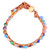 Brazalete agado con acento de cuero - Pulsera de cuentas de ágata multicolor con detalles de cuero marrón