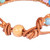 Brazalete agado con acento de cuero - Pulsera de cuentas de ágata multicolor con detalles de cuero marrón