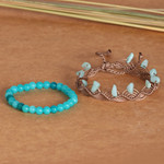 Amazonite and apatite beaded bracelets, 'Paradisiacal Victory' (set of 2) - Set of 2 Handcrafted Amazonite and Apatite Beaded Bracelets