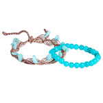 Amazonite and apatite beaded bracelets, 'Paradisiacal Victory' (set of 2) - Set of 2 Handcrafted Amazonite and Apatite Beaded Bracelets