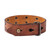 Men's leather wristband bracelet, 'Honey & Bravery' - Men's Honey Leather Wristband Bracelet with Brass Accents