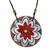 Ceramic pendant necklace, 'Petals in Mint' - Mint and Red Flower Ceramic Pendant Necklace from Armenia