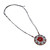 Ceramic pendant necklace, 'Petals in Mint' - Mint and Red Flower Ceramic Pendant Necklace from Armenia
