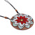 Ceramic pendant necklace, 'Petals in Mint' - Mint and Red Flower Ceramic Pendant Necklace from Armenia