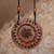 Ceramic pendant necklace, 'Ancient Sun' - Black and Brown Sun-Themed Ceramic Cord Pendant Necklace