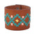 Leather wristband bracelet, 'Marash Waves' - Brown Leather Wristband Bracelet with Geometric Details
