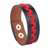 Leather wristband bracelet, 'Ancestral Vines' - Embroidered Red and Brown Leather Wristband Bracelet