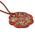 Ceramic pendant necklace, 'Majestic Red' - Floral Handcrafted Red and Black Ceramic Pendant Necklace