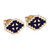 Gold-plated stud earrings, 'Vishap Magic' - Hand-Painted Navy 18k Gold-Plated Vishap Stud Earrings