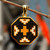 Gold-plated pendant, 'Van Inspiration' - Gold-Plated Enamel Pendant with Armenian Embroidery Motif