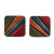 Leather button earrings, 'Classic Rainbow' - Classic Striped Multicolor Square Leather Button Earrings