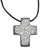 Stone pendant necklace, 'My Belief' - Leafy Grey Stone Cross Pendant Necklace from Armenia