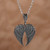 Collar colgante de plata esterlina, 'Alas de serenidad' - Collar oxidado hecho a mano con colgante de ala de plata esterlina