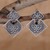 Onyx button earrings, 'Harmony in Mystery' - Natural Onyx and Oxidized Sterling Silver Button Earrings