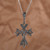 Sterling silver pendant necklace, 'Cross of Petals' - Traditional Floral Sterling Silver Cross Pendant Necklace