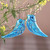 Aretes de arcilla colgan - Pendientes colgantes azul turquesa con temática de pájaros