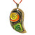 Brass pendant necklace, 'Everlasting Forest' - Hand-Painted Orange and Green Leafy Brass Pendant Necklace