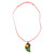 Brass pendant necklace, 'Everlasting Forest' - Hand-Painted Orange and Green Leafy Brass Pendant Necklace