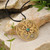 Malachite pendant necklace, 'Travel Clover' - Clover-Themed Brass Pendant Necklace with Malachite Stone
