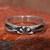 Sterling silver band ring, 'Blossoming Silver' - Floral Oxidized and Polished 925 Sterling Silver Band Ring