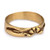 Brass band ring, 'Blossoming Golden' - Oxidized and Polished Brass Band Ring with Floral Motifs