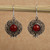 Carnelian dangle earrings, 'Pomegranate Dame' - Pomegranate-Themed Round Carnelian Cabochon Dangle Earrings