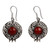Carnelian dangle earrings, 'Pomegranate Dame' - Pomegranate-Themed Round Carnelian Cabochon Dangle Earrings
