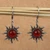 Carnelian dangle earrings, 'Sunny Fieriness' - Carnelian Cabochon and Sterling Silver Sun Dangle Earrings