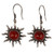 Carnelian dangle earrings, 'Sunny Fieriness' - Carnelian Cabochon and Sterling Silver Sun Dangle Earrings