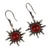Carnelian dangle earrings, 'Sunny Fieriness' - Carnelian Cabochon and Sterling Silver Sun Dangle Earrings