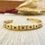 Brass cuff bracelet, 'Dawn Squares' - Polished Square-Patterned Brass Cuff Bracelet from Armenia