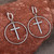 Sterling silver dangle earrings, 'Eternal Faith' - Modern Cross-Themed Round Sterling Silver Dangle Earrings